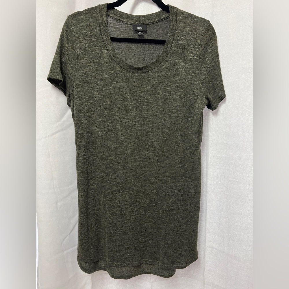 Olive Short Sleeve Slit Top